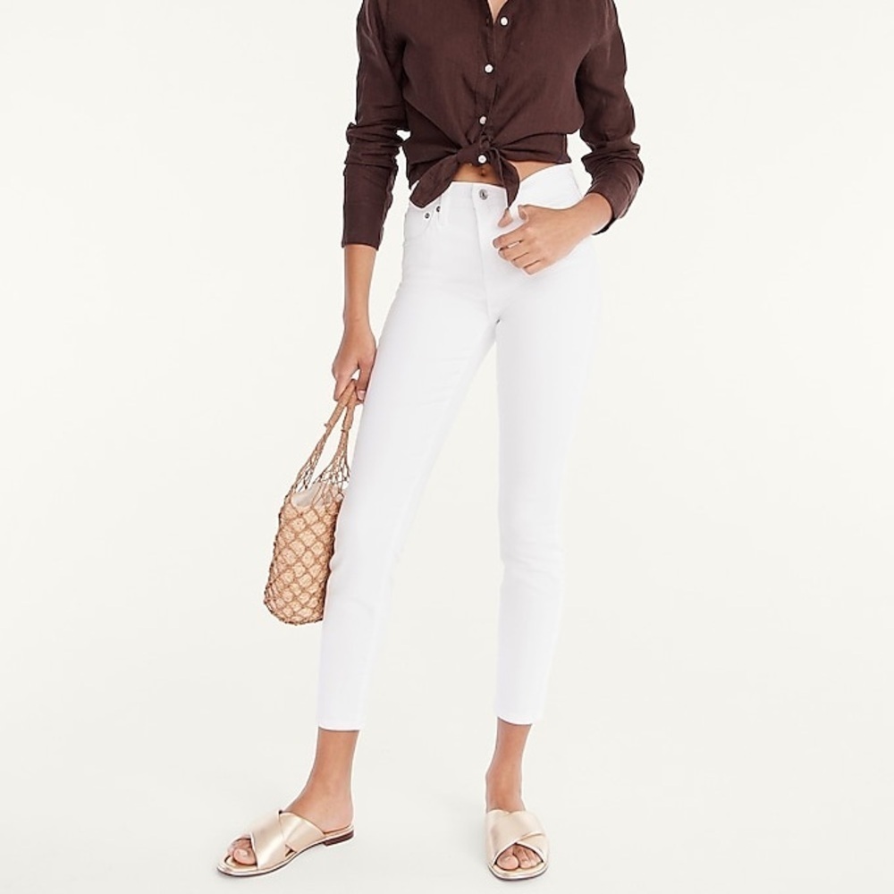 NWT J.Crew 9” Mid Rise Toothpick White Zip Fly Cotton Blend Stretch Jeans 32